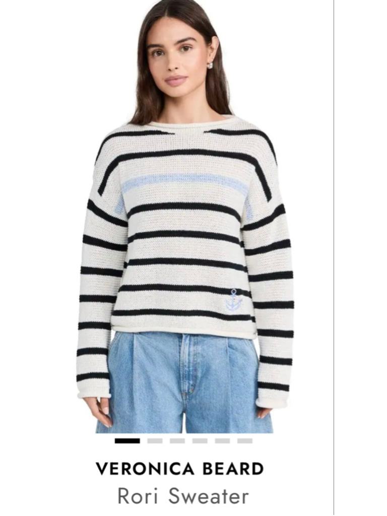Nwt Veronica Beard Xl White Black Striped Rori Sweater